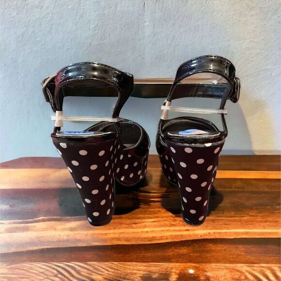 Madden Girl Black Patent Boozter Polka dot platform Heel Sandal 7 1/2 - Picture 6 of 8
